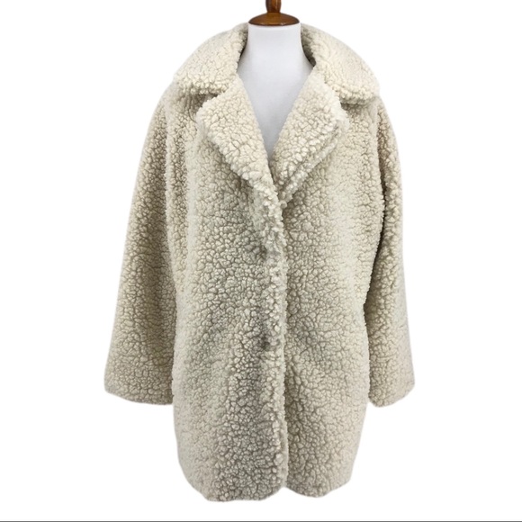 Lucky Brand Jackets & Blazers - Lucky Brand Oatmeal Faux Shearling Snap Button Coat Jacket